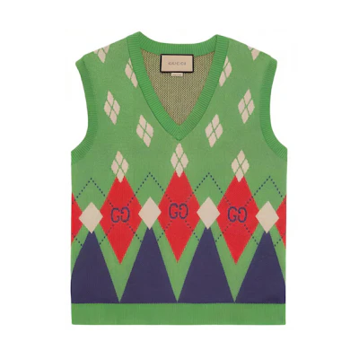 Gucci Aria Collection Green V-Neck Logo Embroidery Vest 653841-XKBUQ-3465