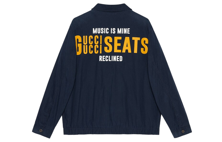 Gucci Aria Collection Letter Print Blue Casual Long Sleeve Jacket for Men 669607-XDBSA-4245