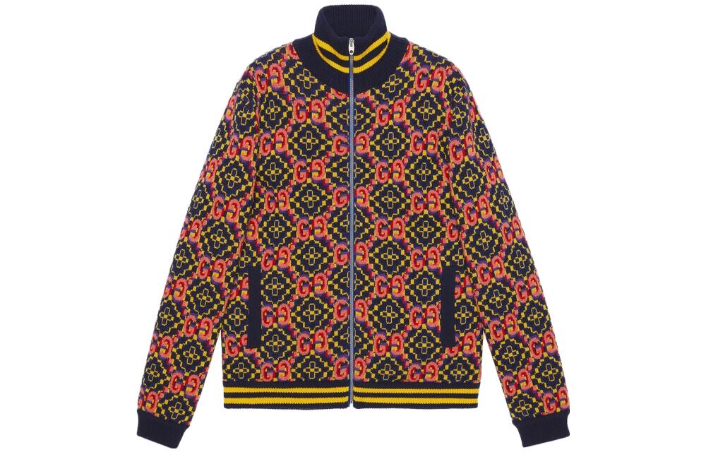 Gucci Aria Collection Logo Jacquard Turtleneck Bomber Jacket Multicolor Men 675998-XKB4V-4804