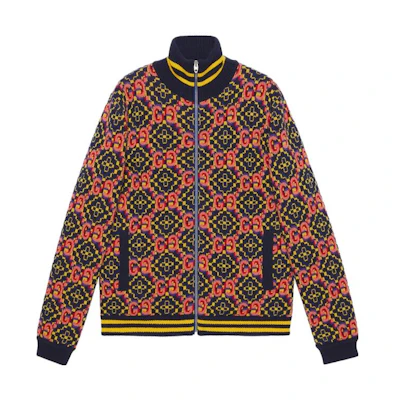 Gucci Aria Collection Logo Jacquard Turtleneck Bomber Jacket Multicolor Men 675998-XKB4V-4804