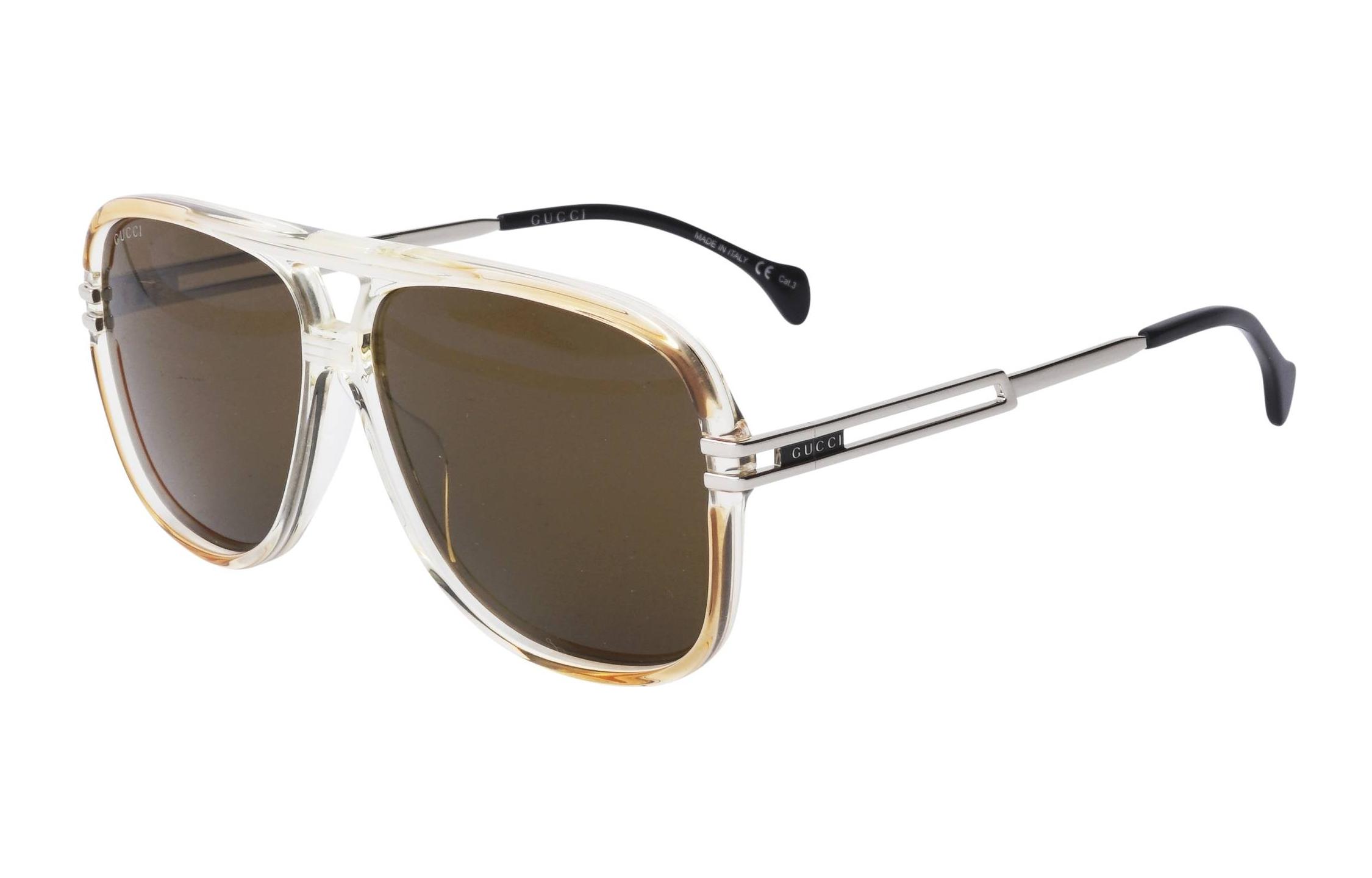 GUCCI Aviator Frame Metal Optical Glasses Men Gradient Transparent Orange GG1105S-002-63