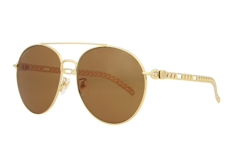 Gucci Aviator Sunglasses Gold/Brown (GG0725S-30008880-002)