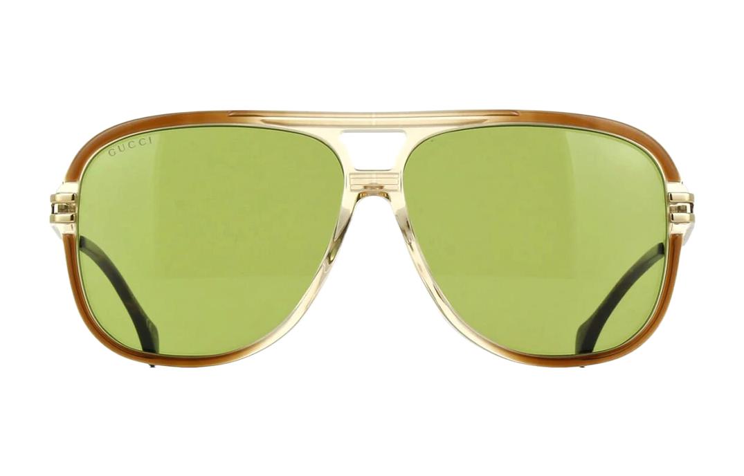 Shop Gafas de Sol GUCCI Aviador Unisex con Montura de Metal y Acetato. GG1105S-003