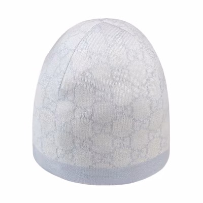 GUCCI Baby GG Wool Beanie Hat White/Light Blue. 418599-3K206-9269