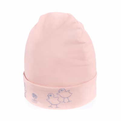 GUCCI Baby Pink Beanie with Chic Chick Embroidery Trendy Design. 727876-3KAAB-5968
