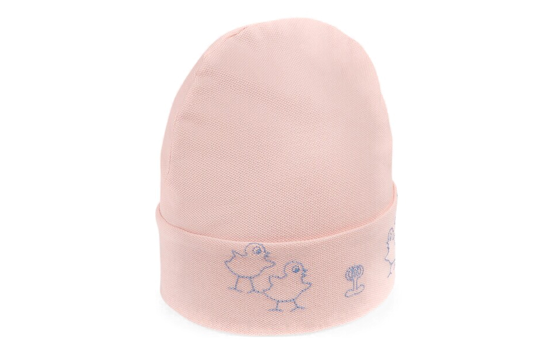 Shop GUCCI Baby Pink Beanie with Chic Chick Embroidery Trendy Design. 727876-3KAAB-5968