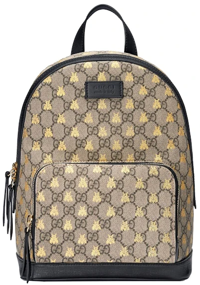 gucci-backpack-gg-supreme-gold-bees-small-beige-ebony-black