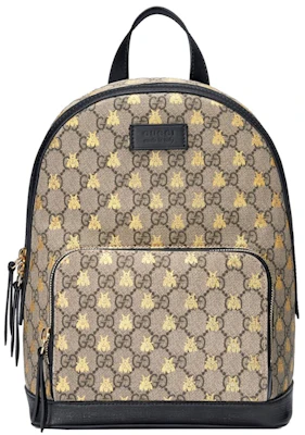 Mochila Gucci GG Supreme Pequeña Abejas Doradas Beige/Ébano/Negro Buy Mochila Gucci GG Supreme Pequeña Abejas Doradas Beige/Ébano/Negro