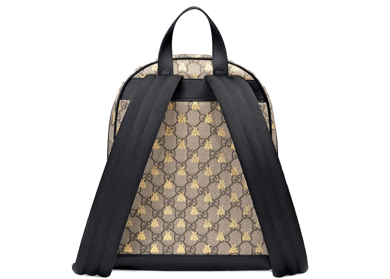 Order Mochila Gucci GG Supreme Pequeña Abejas Doradas Beige/Ébano/Negro