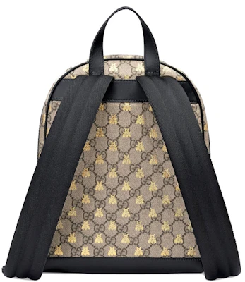 Mochila Gucci GG Supreme Pequeña Abejas Doradas Beige/Ébano/Negro Order Mochila Gucci GG Supreme Pequeña Abejas Doradas Beige/Ébano/Negro