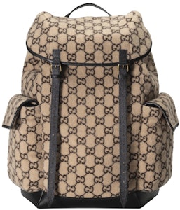 Gucci大型羊毛GG雙肩包 米色/棕色 Buy Gucci大型羊毛GG雙肩包 米色/棕色