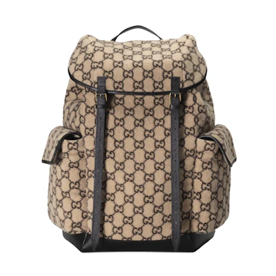 Gucci Backpack GG Wool Large Beige/Ebony