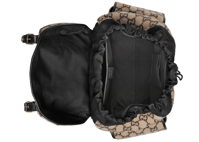 Lookbook Gucci大型羊毛GG雙肩包 米色/棕色