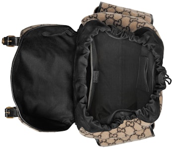 Gucci大型羊毛GG雙肩包 米色/棕色 Lookbook Gucci大型羊毛GG雙肩包 米色/棕色