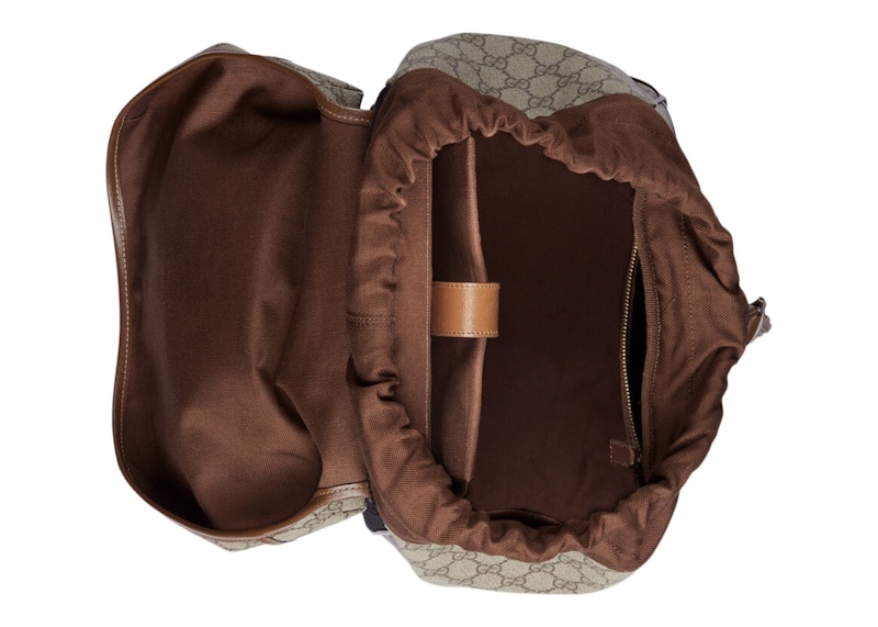 Lookbook Gucci Ransel Sedang GG Supreme Kanvas Krem/Eboni