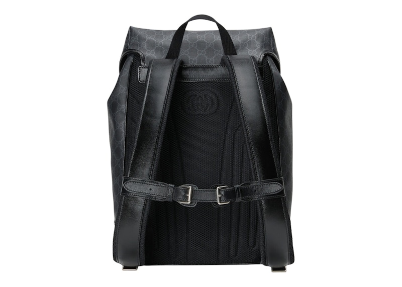 Order Gucci 中号雙G Supreme 帆布黑灰背包