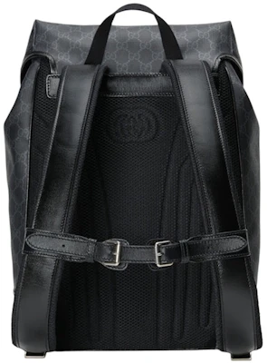 Gucci 中号雙G Supreme 帆布黑灰背包 Order Gucci 中号雙G Supreme 帆布黑灰背包