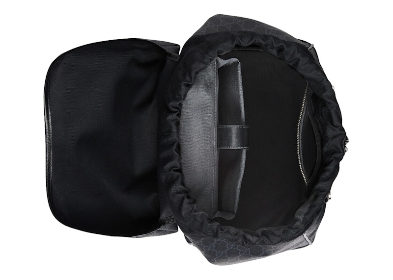 Lookbook Gucci 中号雙G Supreme 帆布黑灰背包