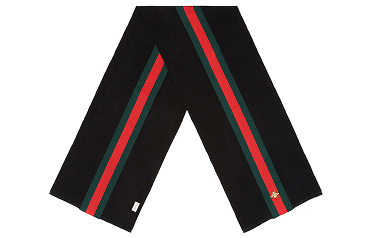 Gucci Bee Embroidered Striped Cashmere Scarf Unisex 475513-4G487-1066 圖 3