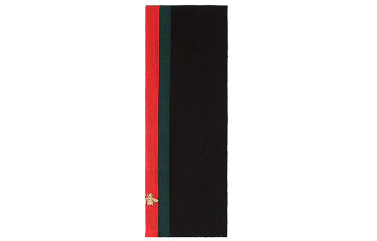 Gucci Bee Embroidered Striped Cashmere Scarf Unisex 475513-4G487-1066 圖 7