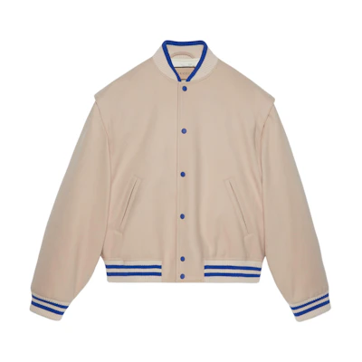 Gucci Beige Colorblock Striped Casual Bomber Jacket for Men 762542-ZAPDJ-2388