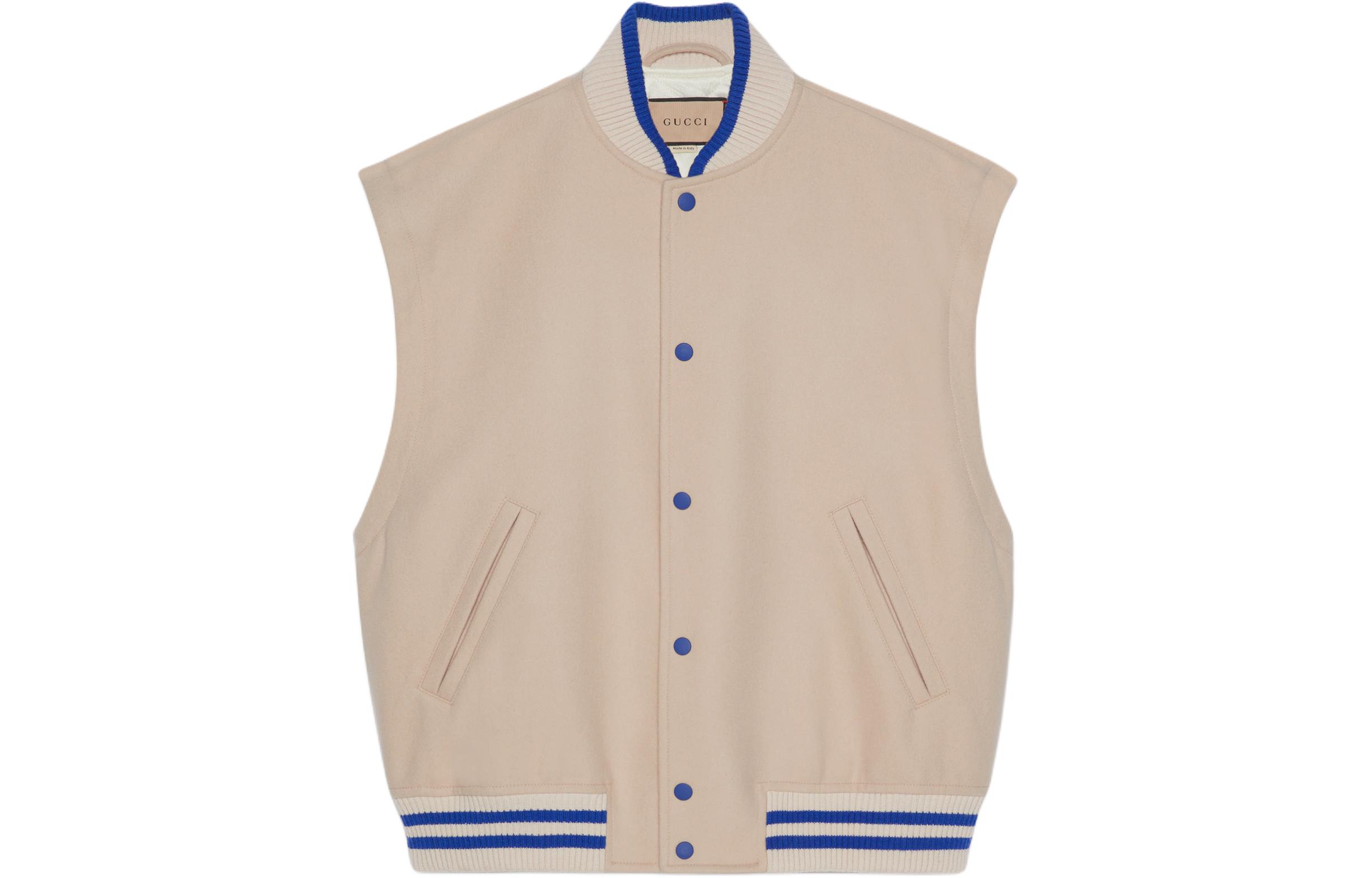 Shop Jaket Bomber Kasual Lelaki Gucci Beige Colorblock Striped 762542-ZAPDJ-2388