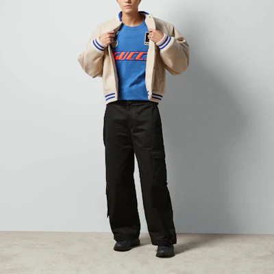 Jaket Bomber Kasual Lelaki Gucci Beige Colorblock Striped 762542-ZAPDJ-2388 Details for Jaket Bomber Kasual Lelaki Gucci Beige Colorblock Striped 762542-ZAPDJ-2388