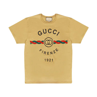 Gucci Beige Crewneck T-shirt with Logo Print 548334-XJD7T-8011