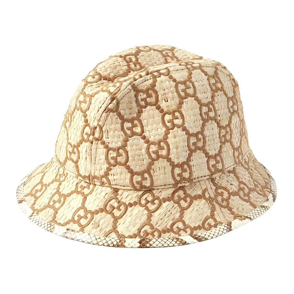 GUCCI Beige GG Tweed Bucket Hat with Snake Detail 582435-3HH39-9264