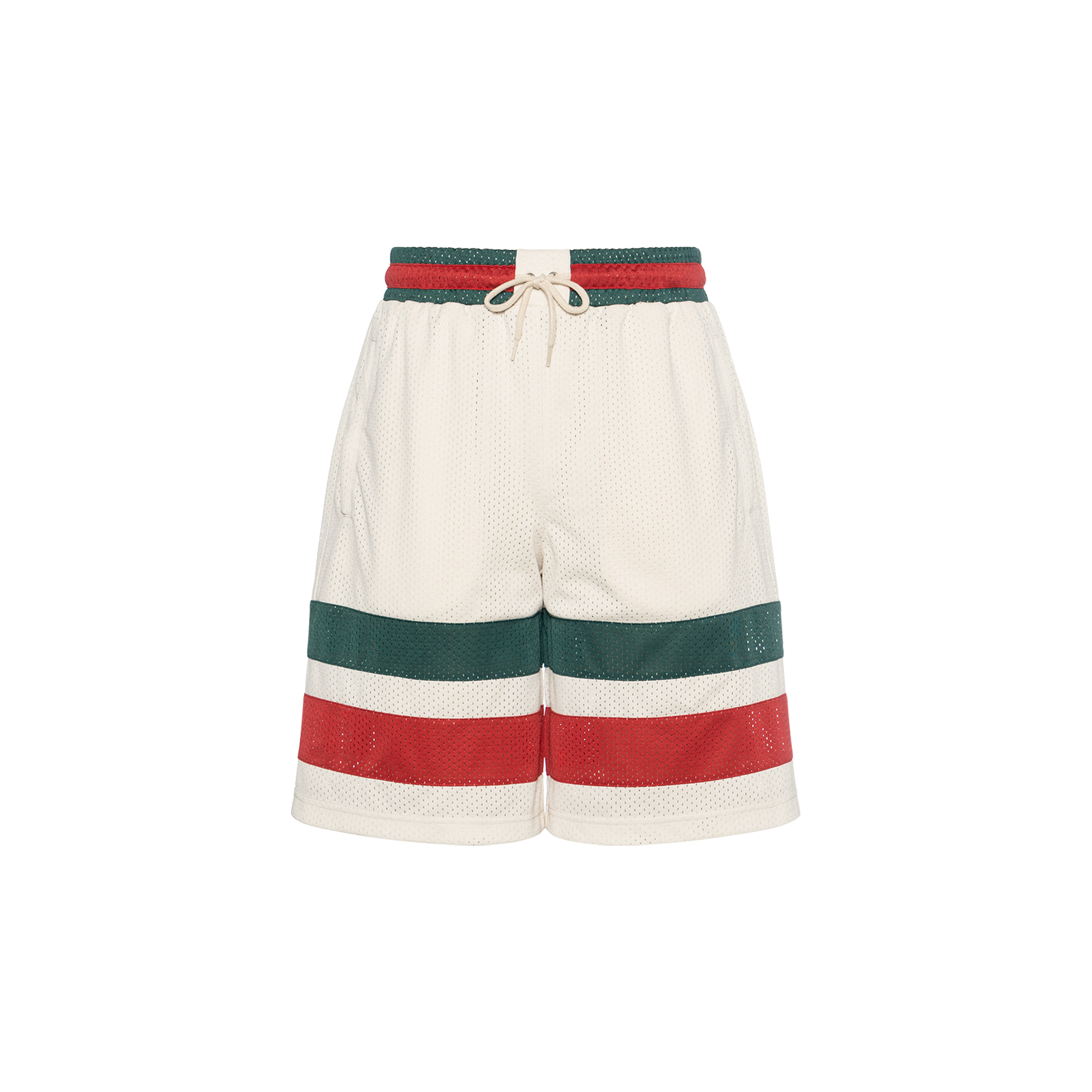 Gucci Beige Mesh Knit Striped Elastic Shorts 737407-XJFFK-9325