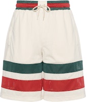 Gucci Beige Mesh Knit Striped Elastic Shorts 737407-XJFFK-9325 Gucci Beige Mesh Knit Striped Elastic Shorts 737407-XJFFK-9325