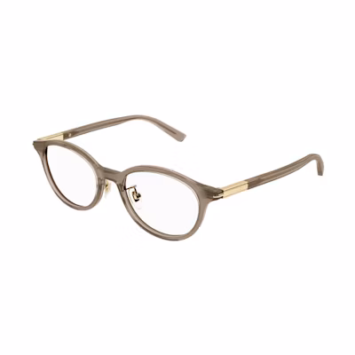 GUCCI Beige Oval Optical Eyeglasses Acetate Frame for Men with Logo Design. GG1507OJ004