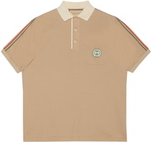Gucci Beige Polo Shirt with Striped Trim 753078-XJFTN-2219 Gucci Beige Polo Shirt with Striped Trim 753078-XJFTN-2219