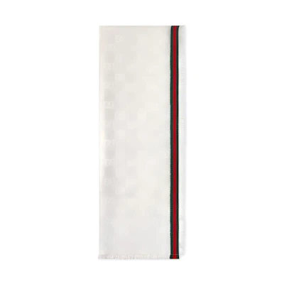 GUCCI Beige Silk Tassel Edge Scarf Unisex Couple Design. 7952844G4839066