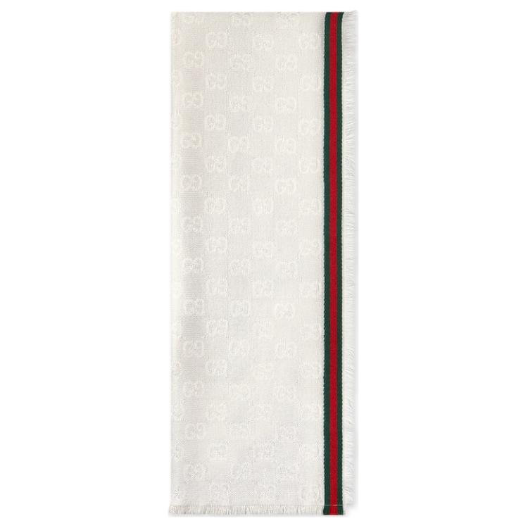 GUCCI Beige Silk Tassel Edge Scarf Unisex Couple Design. 7952844G4839066 圖 2