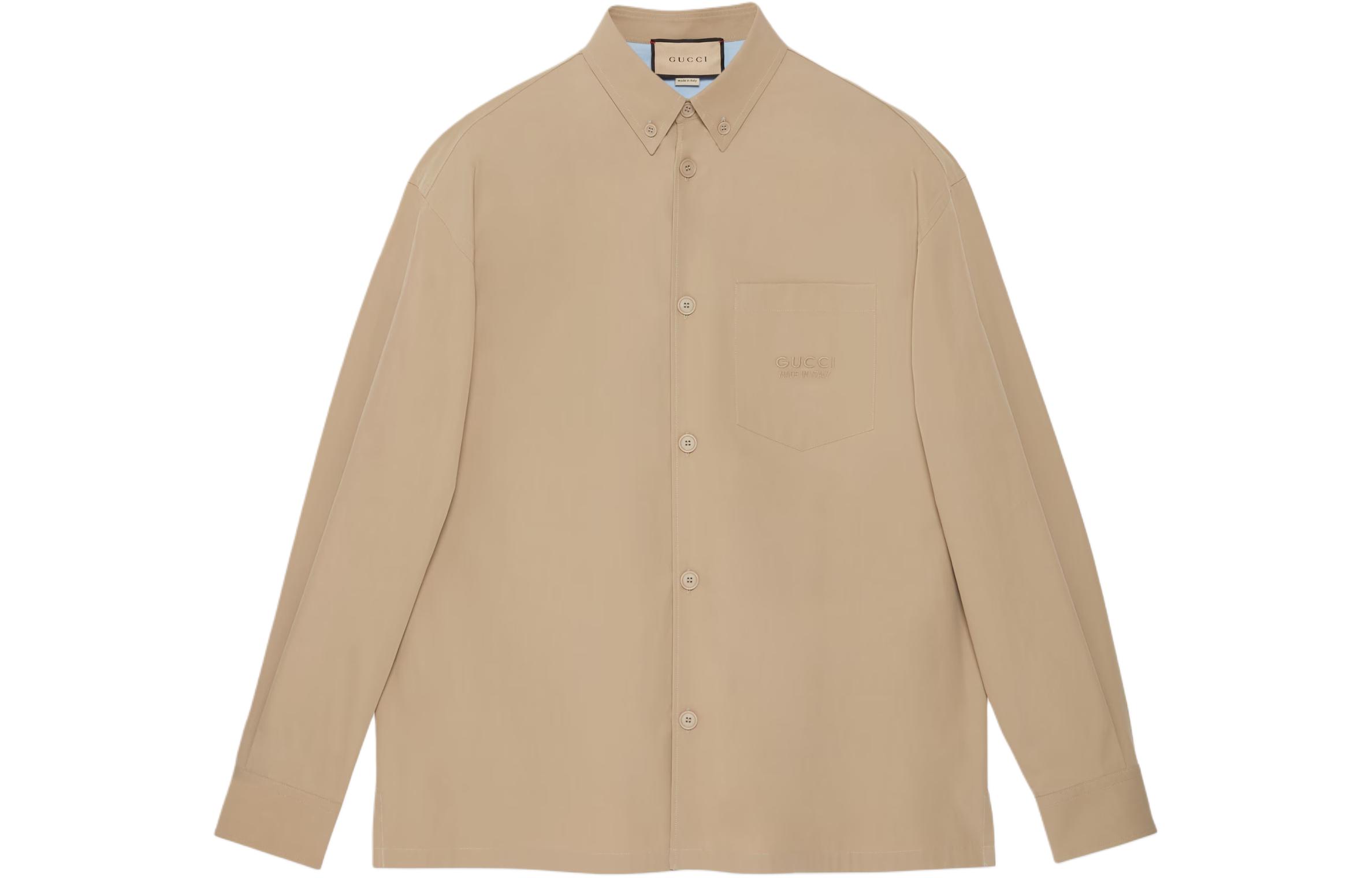 Gucci Beige Solid-Color Long Sleeve Button-Up Shirt 762164-ZAPC4-1043
