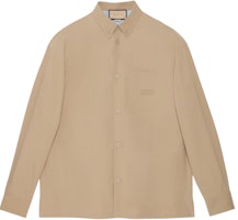 Gucci Beige Solid-Color Long Sleeve Button-Up Shirt 762164-ZAPC4-1043 Gucci Beige Solid-Color Long Sleeve Button-Up Shirt 762164-ZAPC4-1043