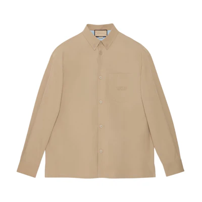 Gucci Beige Solid-Color Long Sleeve Button-Up Shirt 762164-ZAPC4-1043