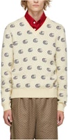 Gucci Beige SS22 GG Monogram V-Neck Knit Sweater 221451M206006 Gucci Beige SS22 GG Monogram V-Neck Knit Sweater 221451M206006