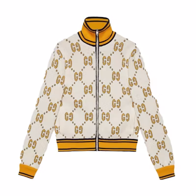 Gucci Beige SS23 Logo Jacquard Knit Jacket 740571-XKC6D-9202