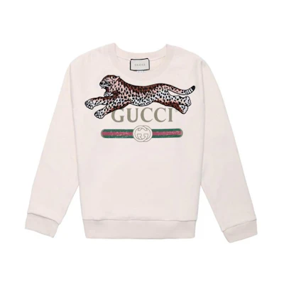 Gucci Beige Sweatshirt with Cheetah Graphic and Logo Print 527743-X9X98-9025