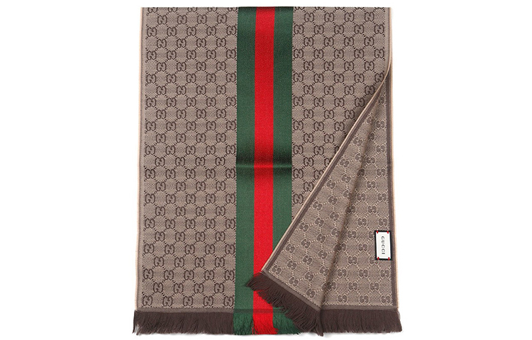 GUCCI Brown Wool Silk Blend Fringe Scarf Unisex情侣款 147351-4G704-2766 圖 4