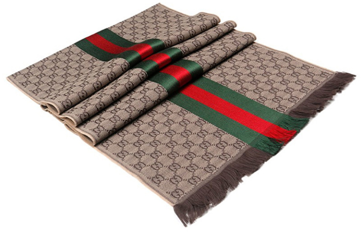 GUCCI Brown Wool Silk Blend Fringe Scarf Unisex情侣款 147351-4G704-2766 圖 5