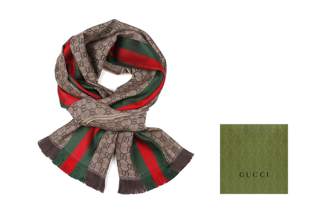 GUCCI Brown Wool Silk Blend Fringe Scarf Unisex情侣款 147351-4G704-2766 圖 8