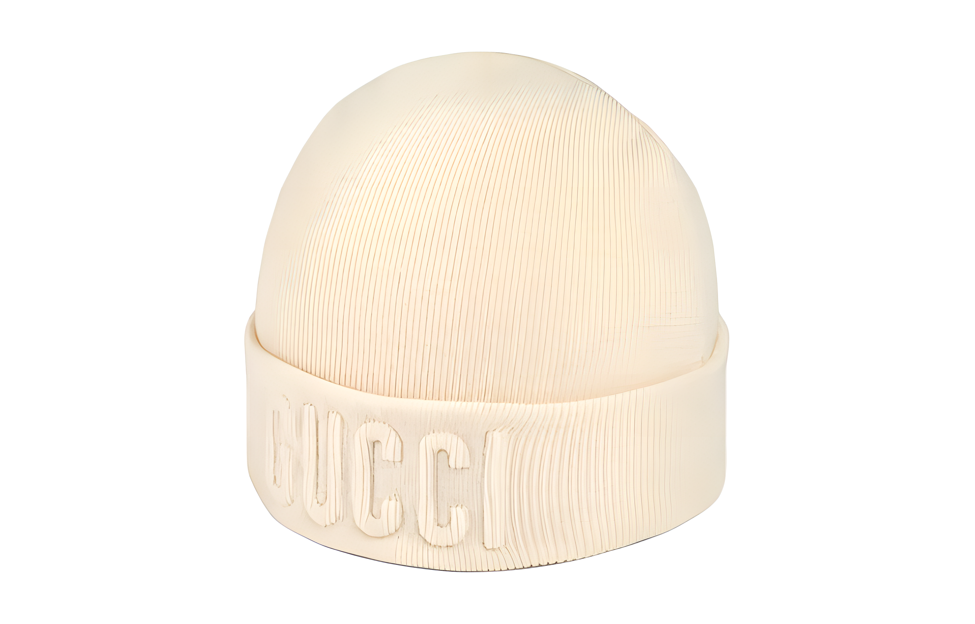 GUCCI Beige Wool Knit Hat with Letter Detail Unisex Couple Style. 7645414GAHF9000