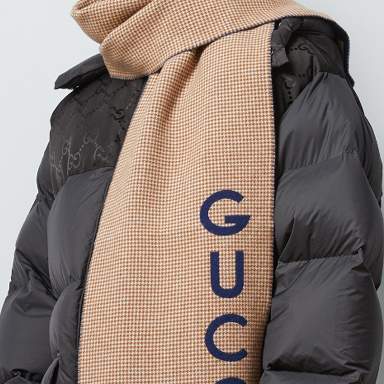 GUCCI Beige Wool Scarf with Gucci Jacquard Unisex Couple's Edition. 7642684GAAA4878 圖 5