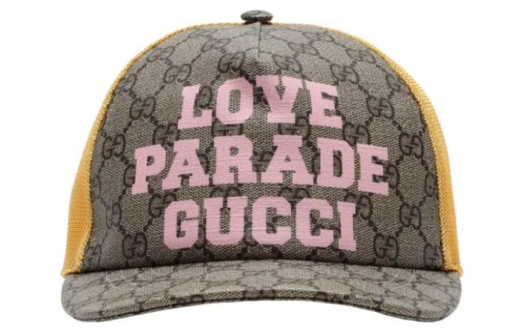 Order GUCCI Topi Baseball Unisex Beige/Yellow Mesh Logo Print Katun. 6968494HAQS9775