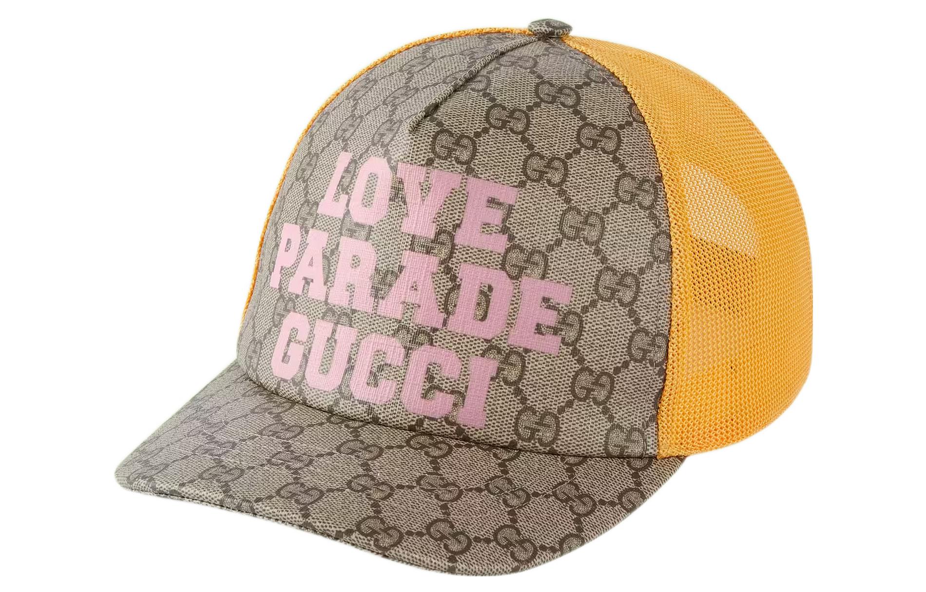 Lookbook GUCCI Topi Baseball Unisex Beige/Yellow Mesh Logo Print Katun. 6968494HAQS9775
