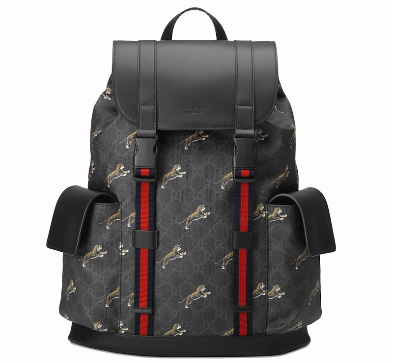 Gucci Bestiary Backpack GG Supreme Tigers Black/Grey