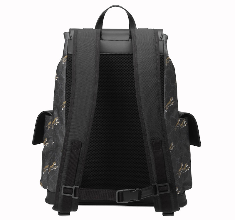 Order Gucci GG Supreme Tigers 黑灰色野獸背包